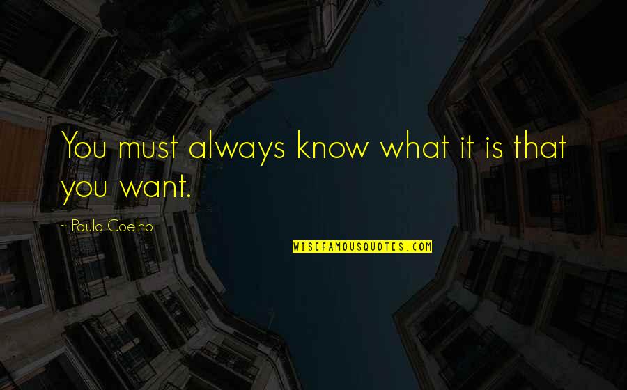 Blanche K Bruce Quotes By Paulo Coelho: You must always know what it is that