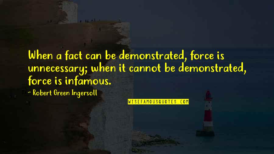 Blanchir Ses Quotes By Robert Green Ingersoll: When a fact can be demonstrated, force is Blanchir Ses Quotes By Robert Green Ingersoll: When a fact can be demonstrated, force is