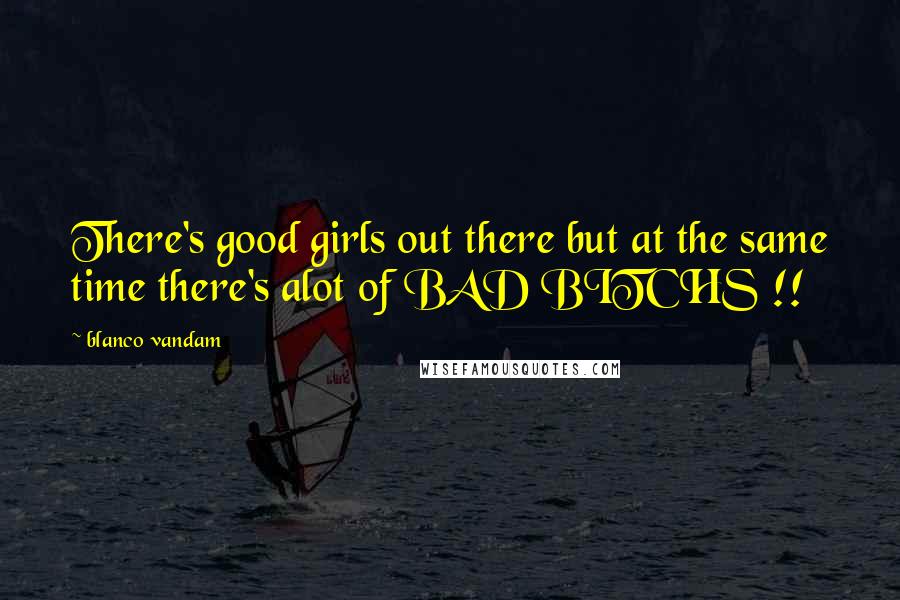 Blanco Vandam quotes: There's good girls out there but at the same time there's alot of BAD BITCHS !!