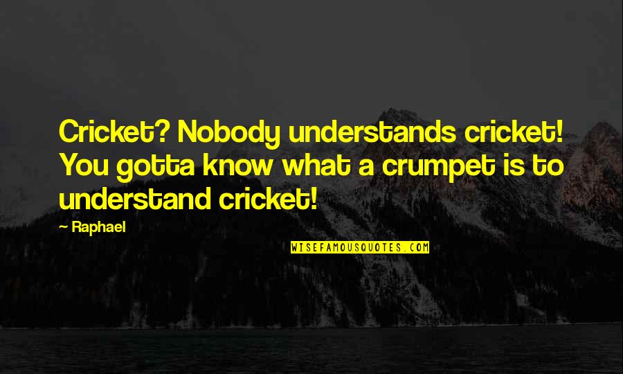 Blandishment Quotes By Raphael: Cricket? Nobody understands cricket! You gotta know what