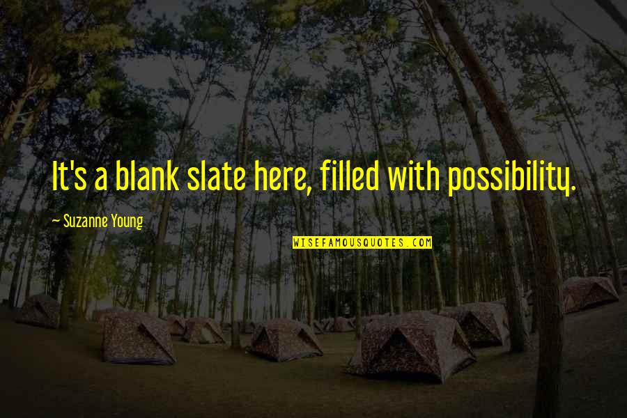 Blank Slate Quotes By Suzanne Young: It's a blank slate here, filled with possibility.