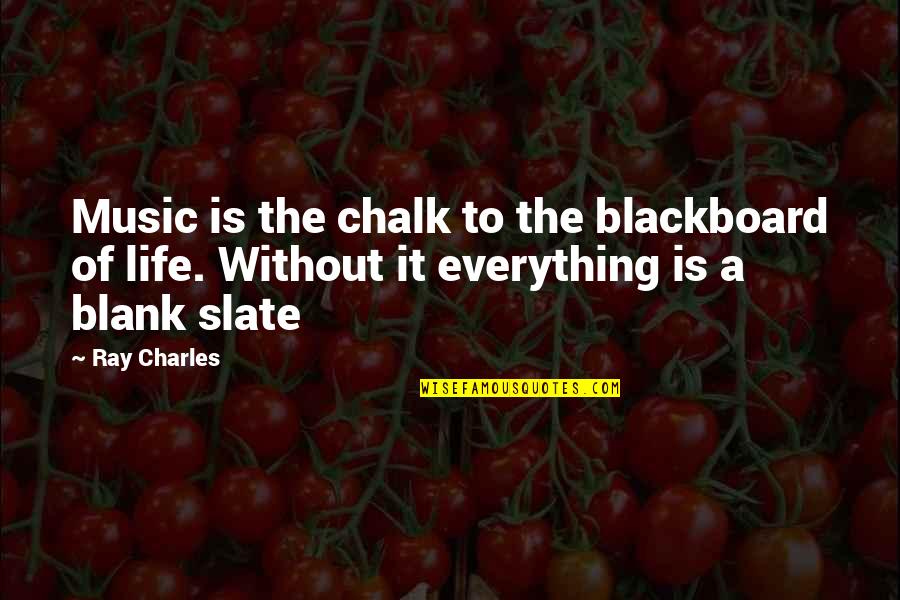 Blank To My Blank Quotes By Ray Charles: Music is the chalk to the blackboard of