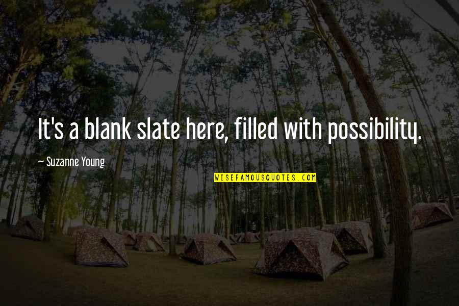 Blank To My Blank Quotes By Suzanne Young: It's a blank slate here, filled with possibility.