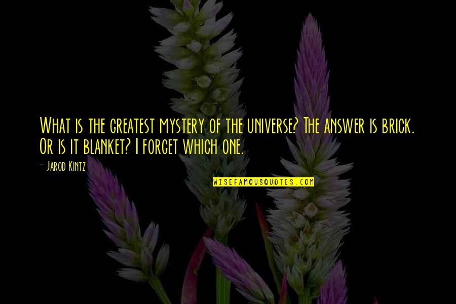 Blanket The Quotes By Jarod Kintz: What is the greatest mystery of the universe?