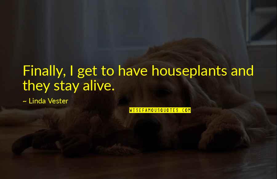 Blasberg Rubin Quotes By Linda Vester: Finally, I get to have houseplants and they Blasberg Rubin Quotes By Linda Vester: Finally, I get to have houseplants and they