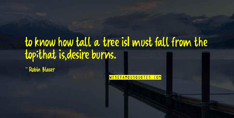Blaser Quotes By Robin Blaser: to know how tall a tree isI must