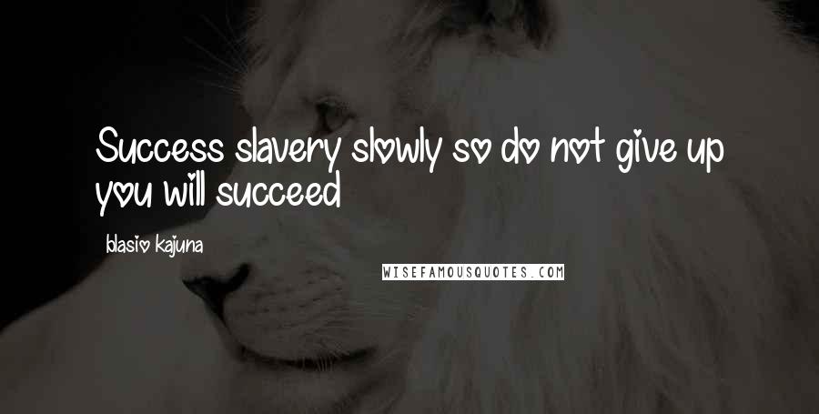 Blasio Kajuna quotes: Success slavery slowly so do not give up you will succeed