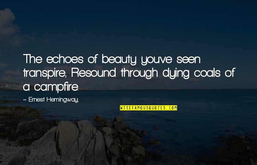 Blasket Quotes By Ernest Hemingway,: The echoes of beauty you've seen transpire, Resound