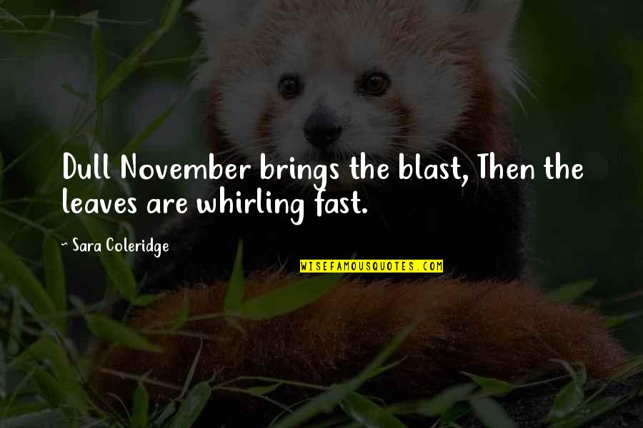 Blast Off Quotes By Sara Coleridge: Dull November brings the blast, Then the leaves