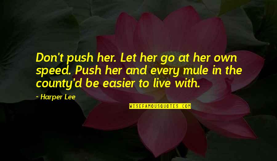 Blatant Lies Quotes By Harper Lee: Don't push her. Let her go at her Blatant Lies Quotes By Harper Lee: Don't push her. Let her go at her
