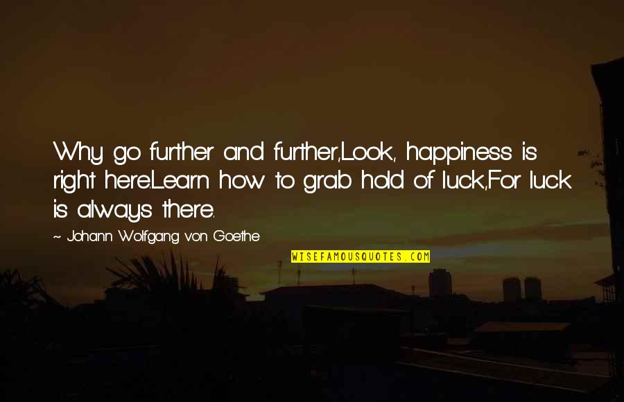 Blathnaid Treacy Quotes By Johann Wolfgang Von Goethe: Why go further and further,Look, happiness is right