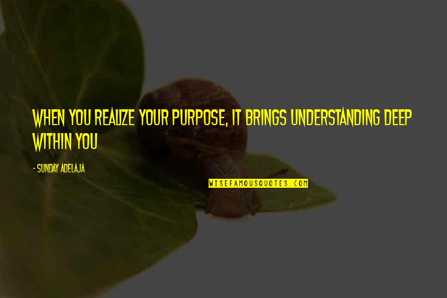 Blatter Construction Quotes By Sunday Adelaja: When you realize your purpose, it brings understanding