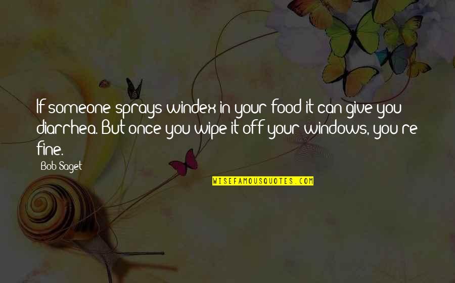 Blaugies Hill Quotes By Bob Saget: If someone sprays windex in your food it Blaugies Hill Quotes By Bob Saget: If someone sprays windex in your food it