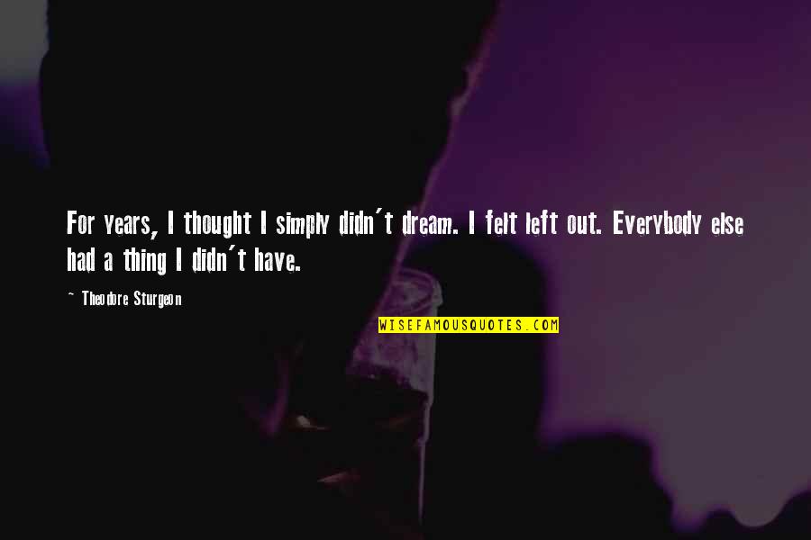 Blaylock Quotes By Theodore Sturgeon: For years, I thought I simply didn't dream. Blaylock Quotes By Theodore Sturgeon: For years, I thought I simply didn't dream.
