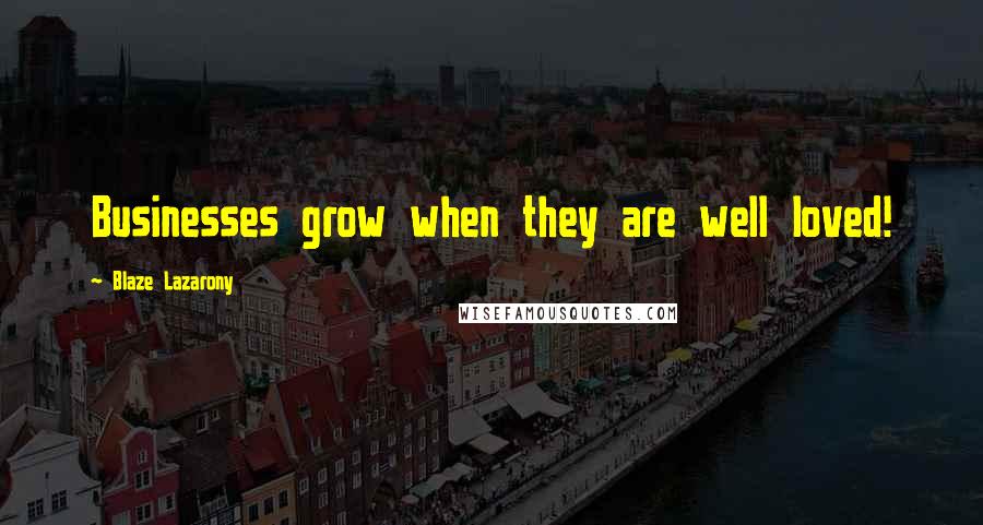 Blaze Lazarony quotes: Businesses grow when they are well loved!