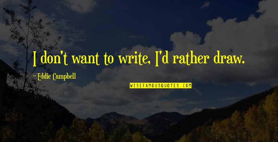 Blazena Linhartova Quotes By Eddie Campbell: I don't want to write, I'd rather draw. Blazena Linhartova Quotes By Eddie Campbell: I don't want to write, I'd rather draw.