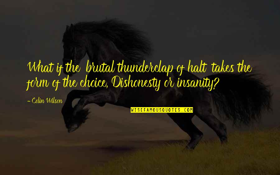 Blcn Quotes By Colin Wilson: What if the 'brutal thunderclap of halt' takes