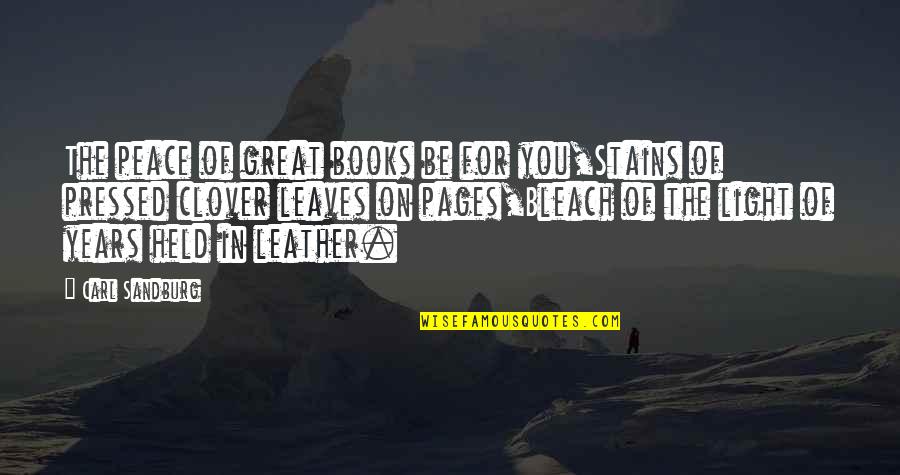 Bleach Quotes By Carl Sandburg: The peace of great books be for you,Stains