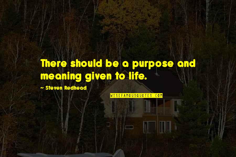 Blecha Brothers Quotes By Steven Redhead: There should be a purpose and meaning given