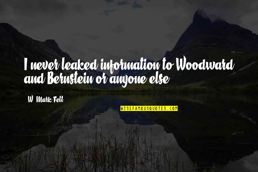 Bleckman Compression Quotes By W. Mark Felt: I never leaked information to Woodward and Bernstein