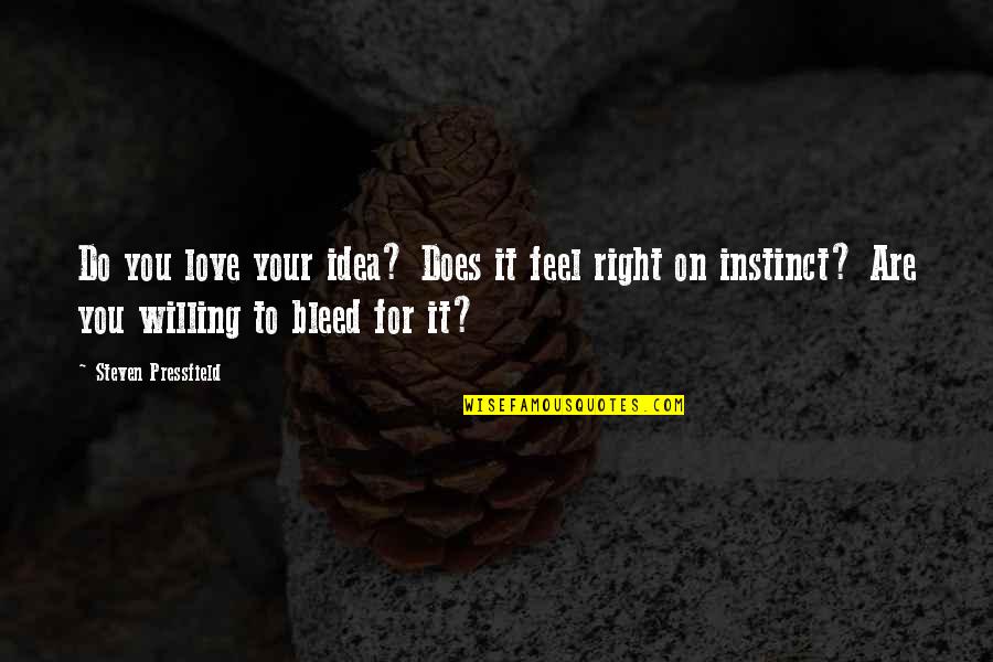 Bleed Love Quotes By Steven Pressfield: Do you love your idea? Does it feel