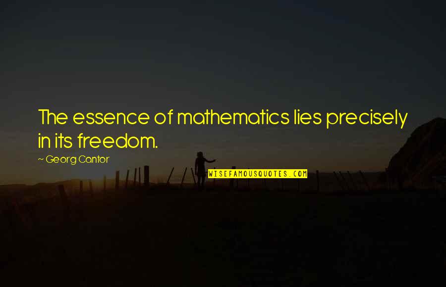 Bleeding Heart Liberal Quotes By Georg Cantor: The essence of mathematics lies precisely in its