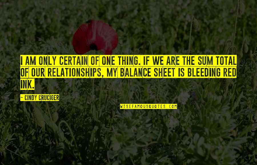 Bleeding Quotes By Cindy Cruciger: I am only certain of one thing. If