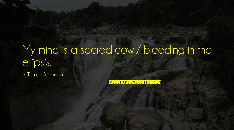 Bleeding Quotes By Tomaz Salamun: My mind is a sacred cow / bleeding
