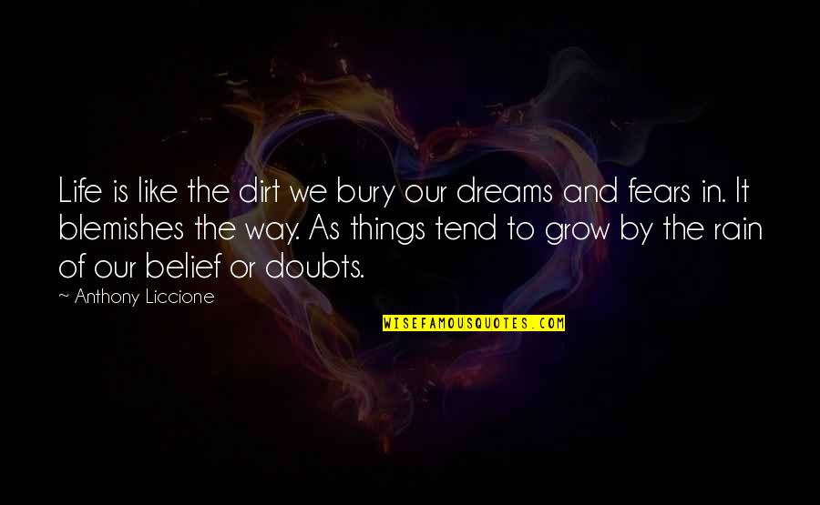 Blemish Quotes By Anthony Liccione: Life is like the dirt we bury our