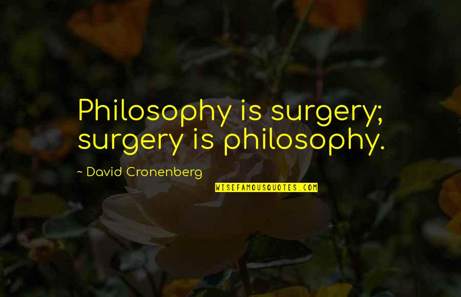 Blemishing Quotes By David Cronenberg: Philosophy is surgery; surgery is philosophy.