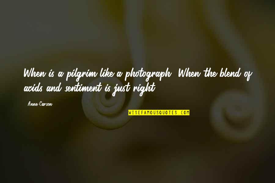 Blend Quotes By Anne Carson: When is a pilgrim like a photograph? When