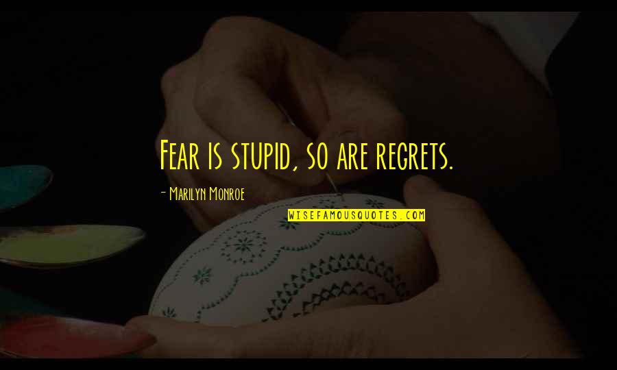 Blenders Eyewear Quotes By Marilyn Monroe: Fear is stupid, so are regrets.