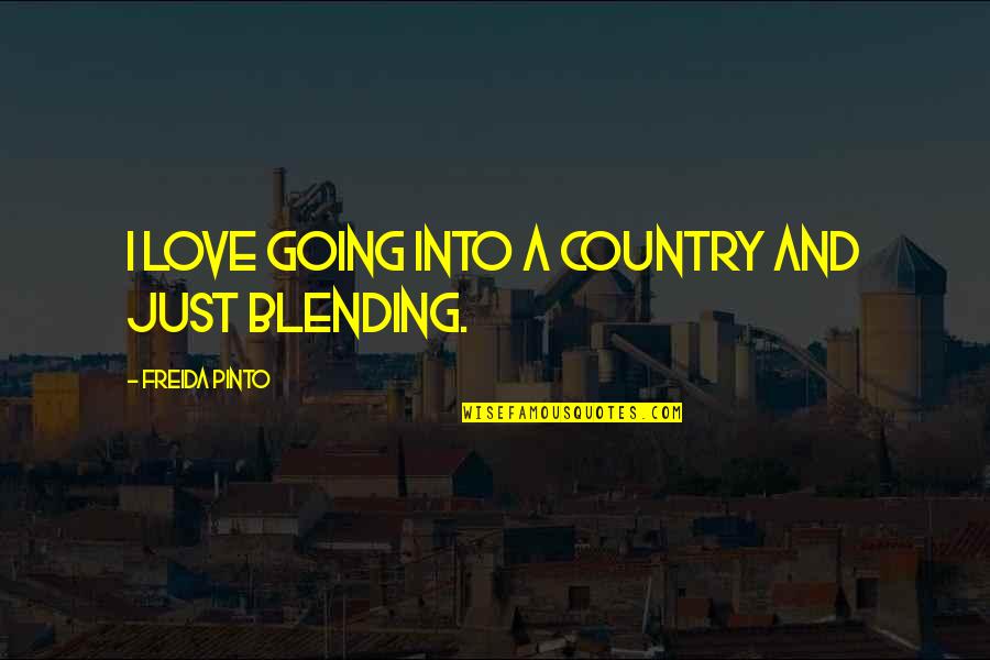 Blending Quotes By Freida Pinto: I love going into a country and just Blending Quotes By Freida Pinto: I love going into a country and just