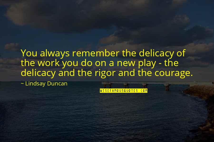 Blending Two Families Quotes By Lindsay Duncan: You always remember the delicacy of the work