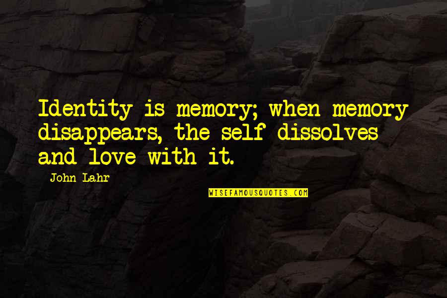 Blessed At Christmas Quotes By John Lahr: Identity is memory; when memory disappears, the self