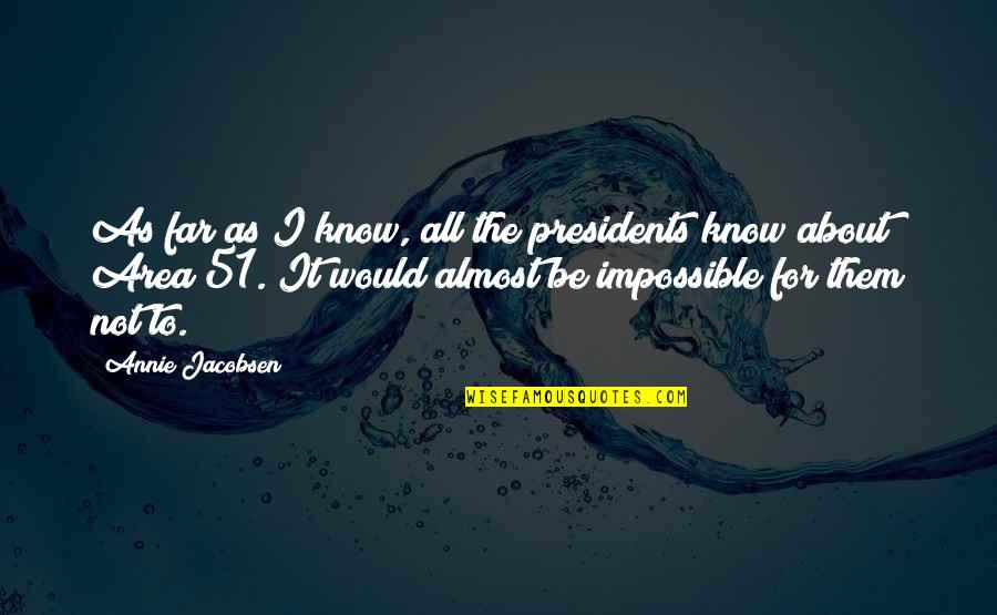 Blessed Beyond Measure Quotes By Annie Jacobsen: As far as I know, all the presidents