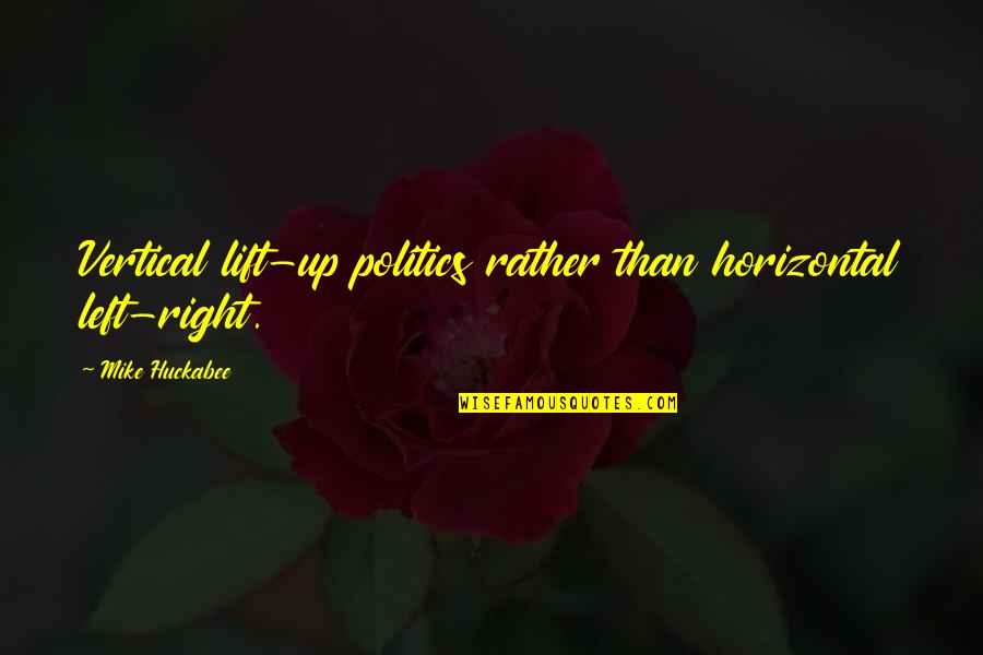 Blessed Moments Quotes By Mike Huckabee: Vertical lift-up politics rather than horizontal left-right. Blessed Moments Quotes By Mike Huckabee: Vertical lift-up politics rather than horizontal left-right.