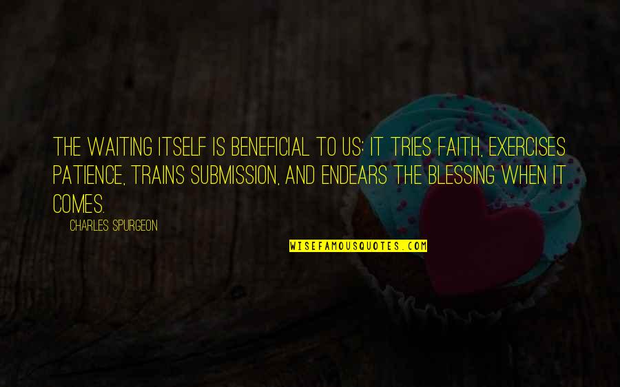 Blessing And Faith Quotes By Charles Spurgeon: The waiting itself is beneficial to us: it Blessing And Faith Quotes By Charles Spurgeon: The waiting itself is beneficial to us: it