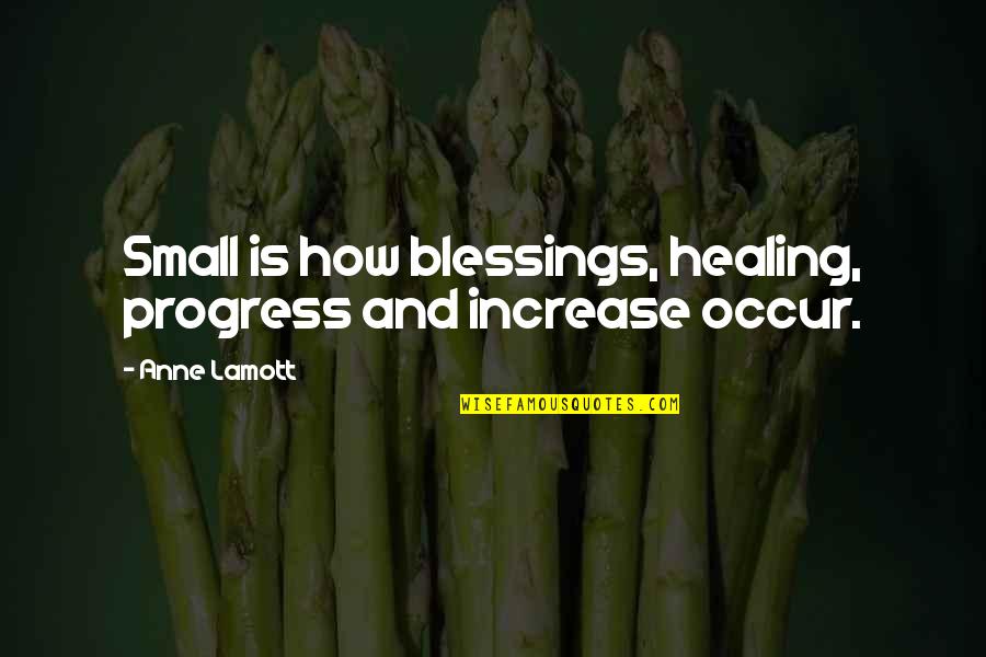 Blessing And Healing Quotes By Anne Lamott: Small is how blessings, healing, progress and increase