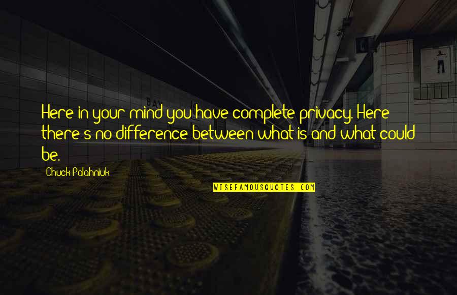 Blessing Friendship Quotes By Chuck Palahniuk: Here in your mind you have complete privacy. Blessing Friendship Quotes By Chuck Palahniuk: Here in your mind you have complete privacy.