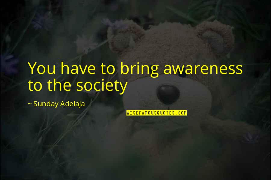 Blessing To Have You In My Life Quotes By Sunday Adelaja: You have to bring awareness to the society