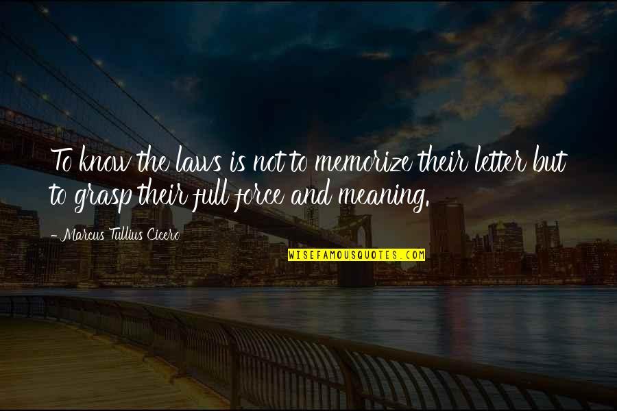 Blessing To Wake Up Quotes By Marcus Tullius Cicero: To know the laws is not to memorize