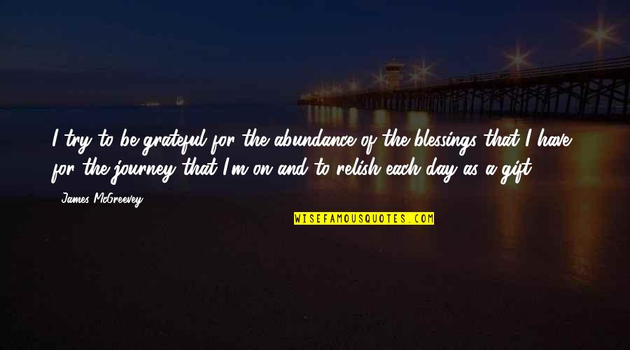 Blessings Grateful Quotes By James McGreevey: I try to be grateful for the abundance Blessings Grateful Quotes By James McGreevey: I try to be grateful for the abundance