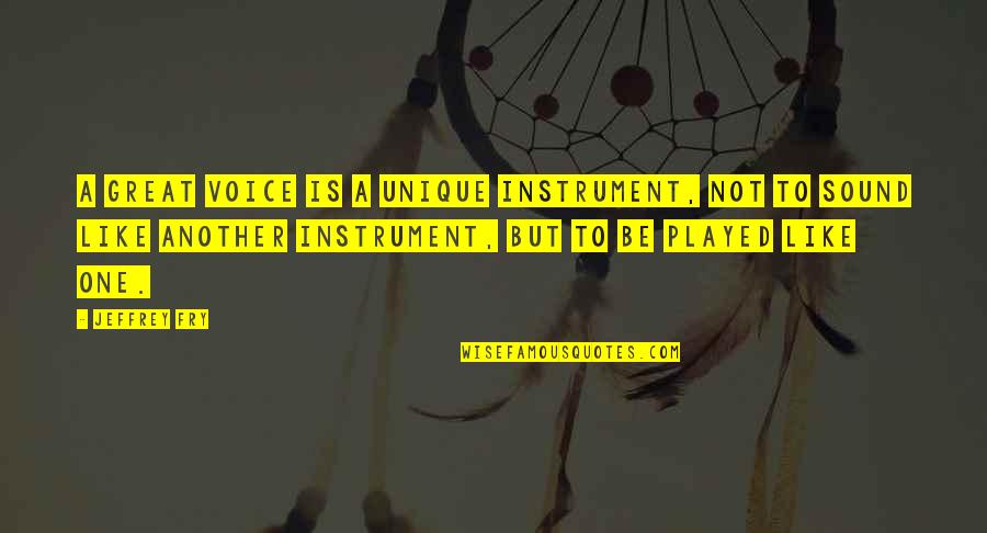 Bleuler Psychotherapy Quotes By Jeffrey Fry: A great voice is a unique instrument, not