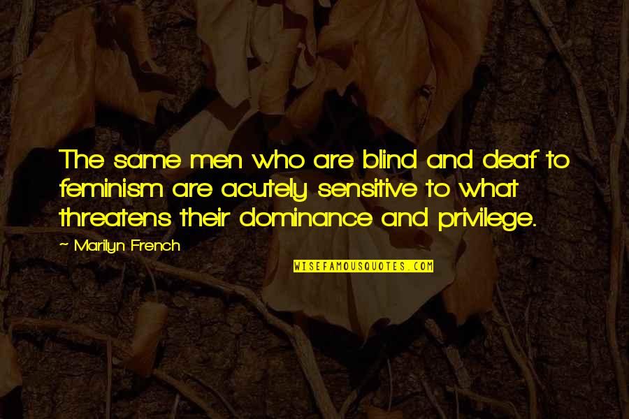 Blind And Deaf Quotes By Marilyn French: The same men who are blind and deaf