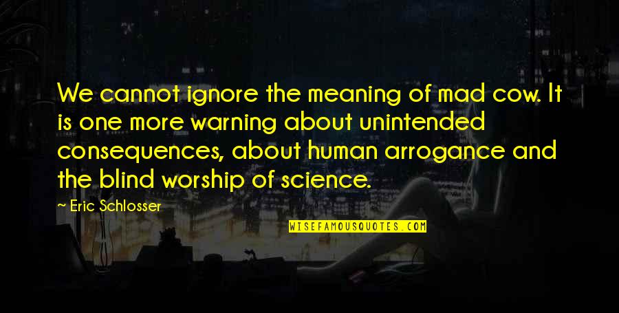 Blind Arrogance Quotes By Eric Schlosser: We cannot ignore the meaning of mad cow.