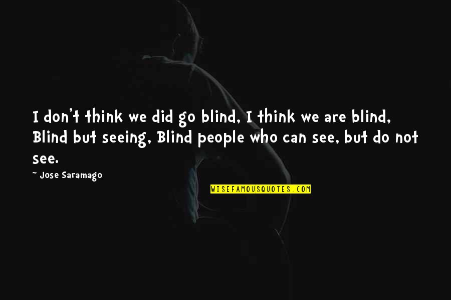 Blind Can See Quotes By Jose Saramago: I don't think we did go blind, I