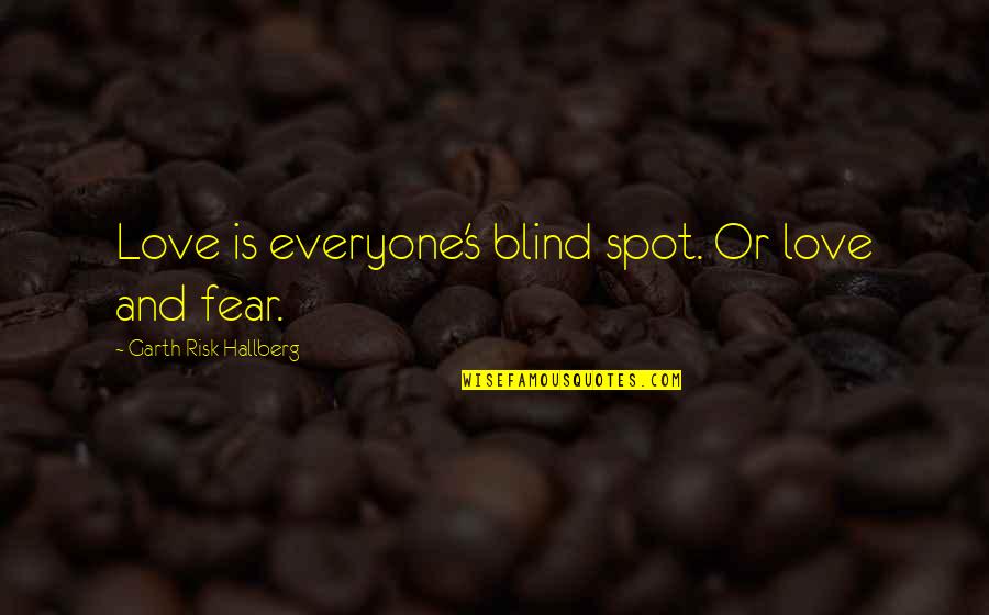 Blind Love Quotes By Garth Risk Hallberg: Love is everyone's blind spot. Or love and