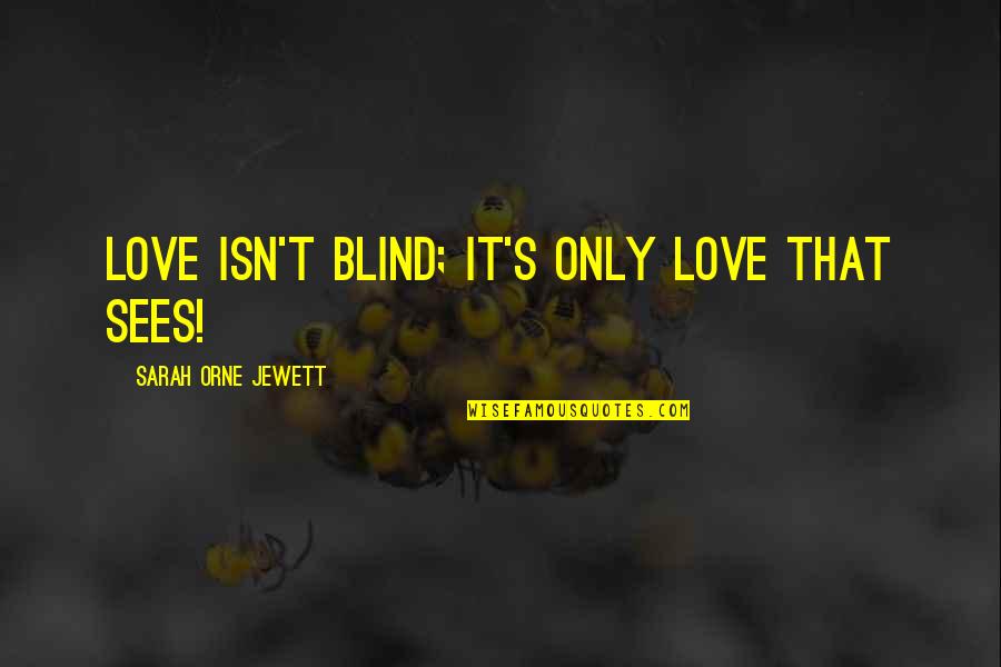 Blind Love Quotes By Sarah Orne Jewett: Love isn't blind; it's only love that sees!