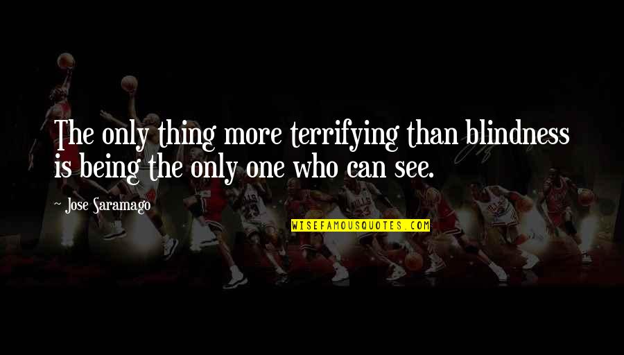 Blindness Saramago Quotes By Jose Saramago: The only thing more terrifying than blindness is